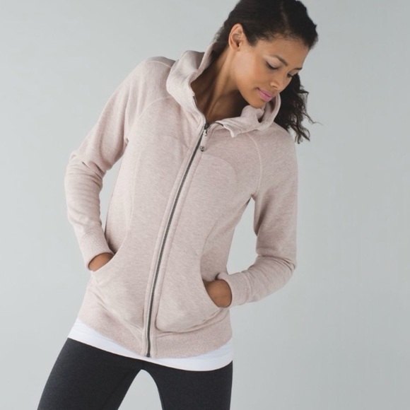 lululemon athletica Tops - Lululemon Scuba Hoodie Full Zip Heathered Butter Pink Sz 4